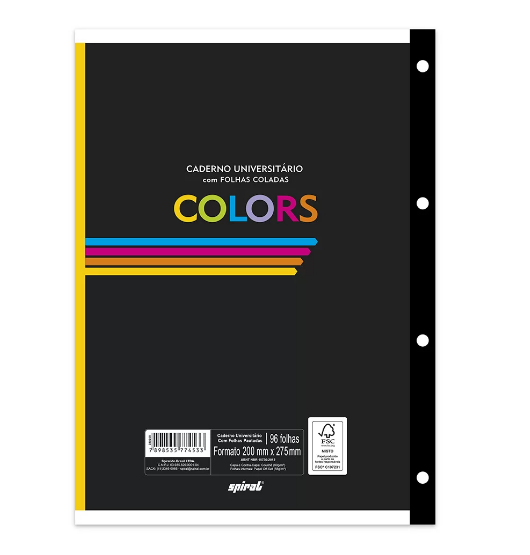 Caderno universitário c/96 fls coladas colors 74533 Spiral PT 1 UN - Imagem 2