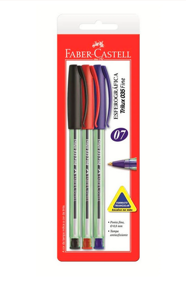 CANETA ESFEROGRÁFICA 3 UNIDADES TRILUX FINA COLOR - Imagem 2