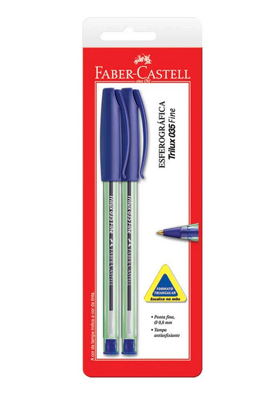 CANETA ESFEROGRÁFICA 2 UNIDADES TRILUX FINA AZUL BLISTER - Imagem 2